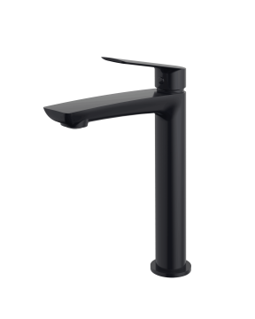 Смеситель для раковины Demm SLEEK, однорычажный, с донным клапаном, высокий корпус, чёрный матовый