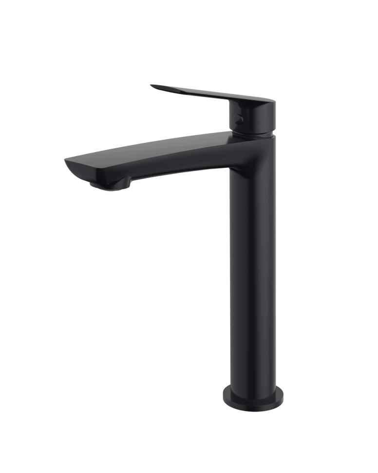 Смеситель для раковины Demm SLEEK, однорычажный, с донным клапаном, высокий корпус, чёрный матовый