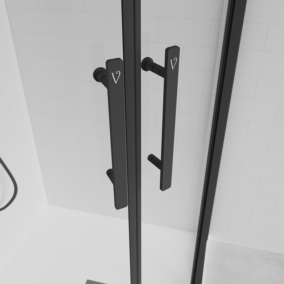 Душевой угол Veconi Evo 200 B, 1000х1000x1950, черный матовый, прозрачное стекло