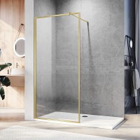Душевая перегородка Veconi Korato KR-81G, 1100x2000, брашированное золото, стекло прозрачное KR81G-110-01-C4