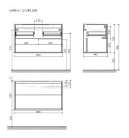 Тумба подвесная SANCOS Marmi 1.0 890х445х520 c одним ящиком оснащенным доводчиками скрытого монтажа и открытой нишей, дуб чарльстон, арт.MR1.090ECH