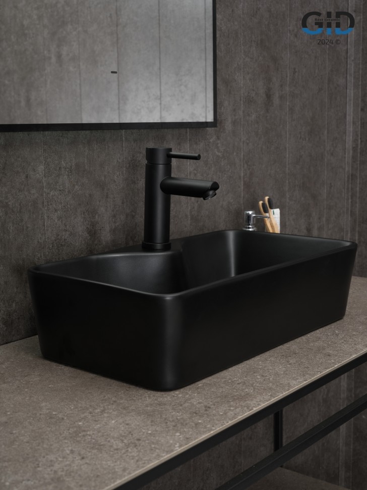Раковина Gid Bm9092 53353 накладная черная матовая 55x31x14