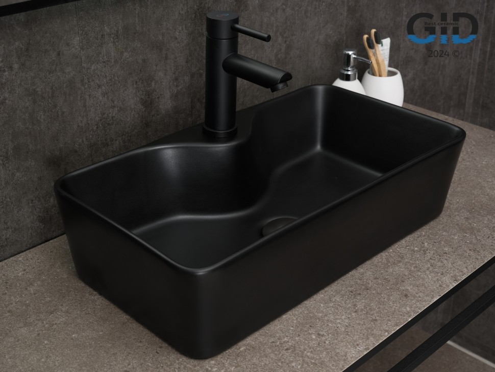 Раковина Gid Bm9092 53353 накладная черная матовая 55x31x14