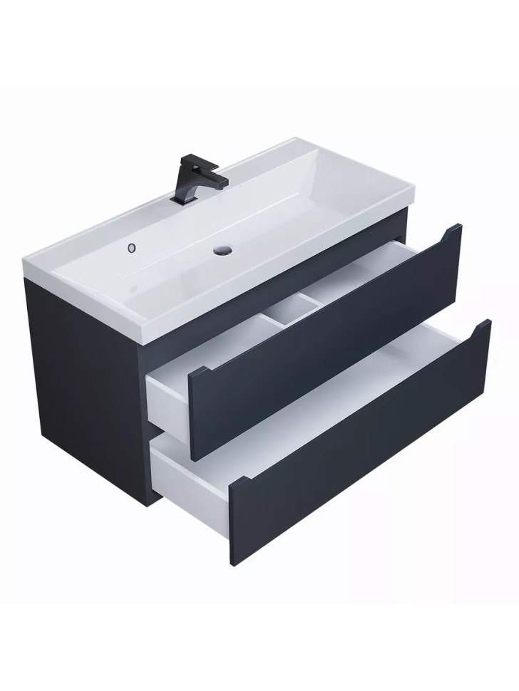 Тумба под раковину для ванной Uperwood Tanos 100 см, подвесная, черная матовая