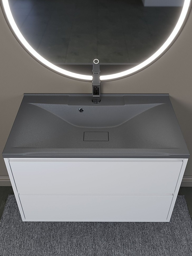 Раковина для ванной кварцевая Uperwood Elen Quartz 80х45х15,8 см, серая матовая, серый шелк