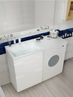 Раковина над стиральной машиной Uperwood Марсал 120х48,6х15 см, белая, левая, крыло справа