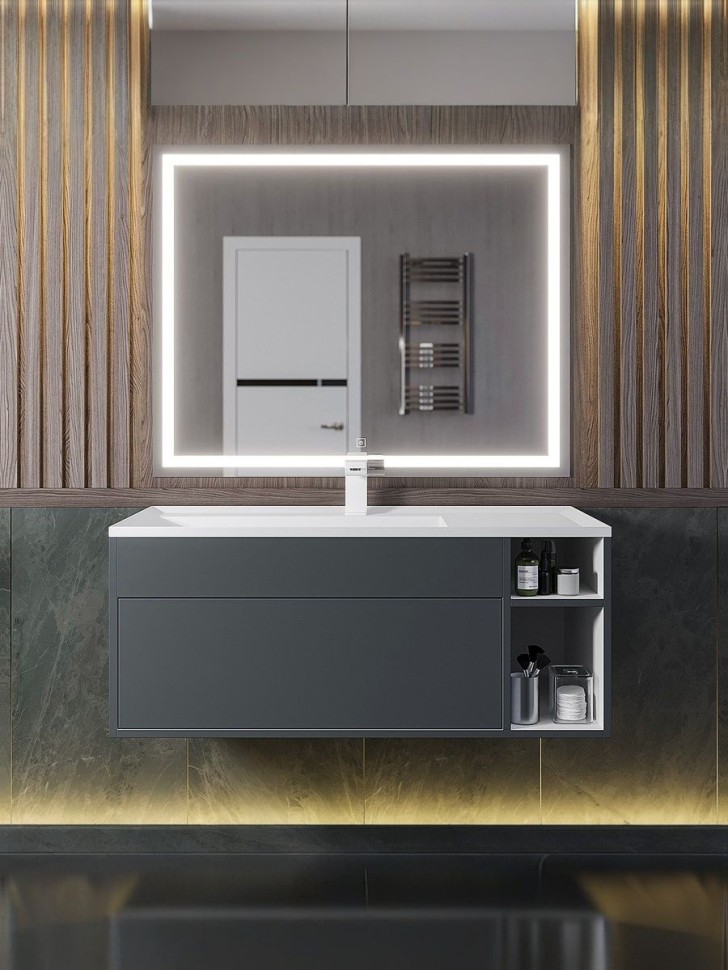 Тумба под раковину для ванной подвесная Uperwood Lotus Premium 100х50х42 см, серая