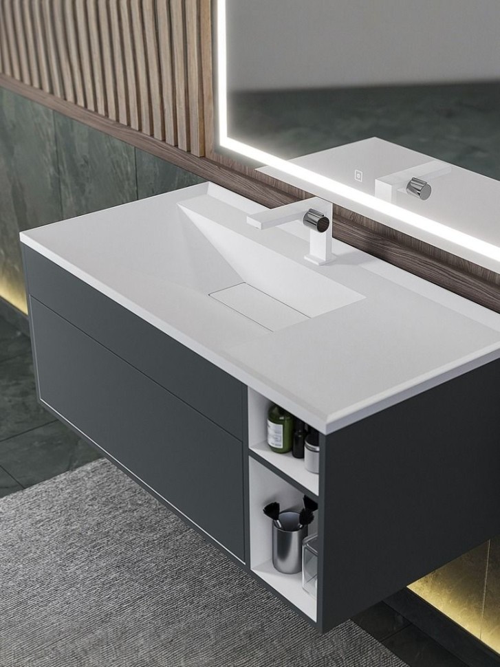 Тумба под раковину для ванной подвесная Uperwood Lotus Premium 100х50х42 см, серая