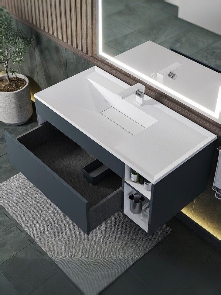 Тумба под раковину для ванной подвесная Uperwood Lotus Premium 100х50х42 см, серая