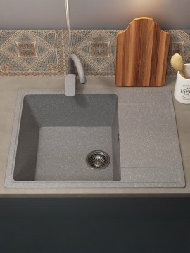 Кухонная мойка из искусственного камня Uperwood ECON UPD-202-003, прямоугольная, серая матовая