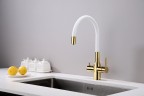Смеситель для кухни Salix, золото, белый шланг, Sa213419-Gw, Paulmark