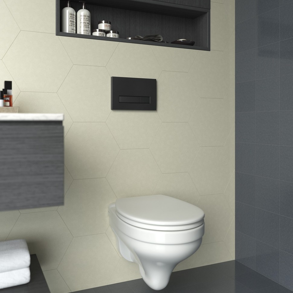 Инсталляция BERGES для скрытого монтажа унитаза АТОМ Line 410 кнопка черная Soft Touch