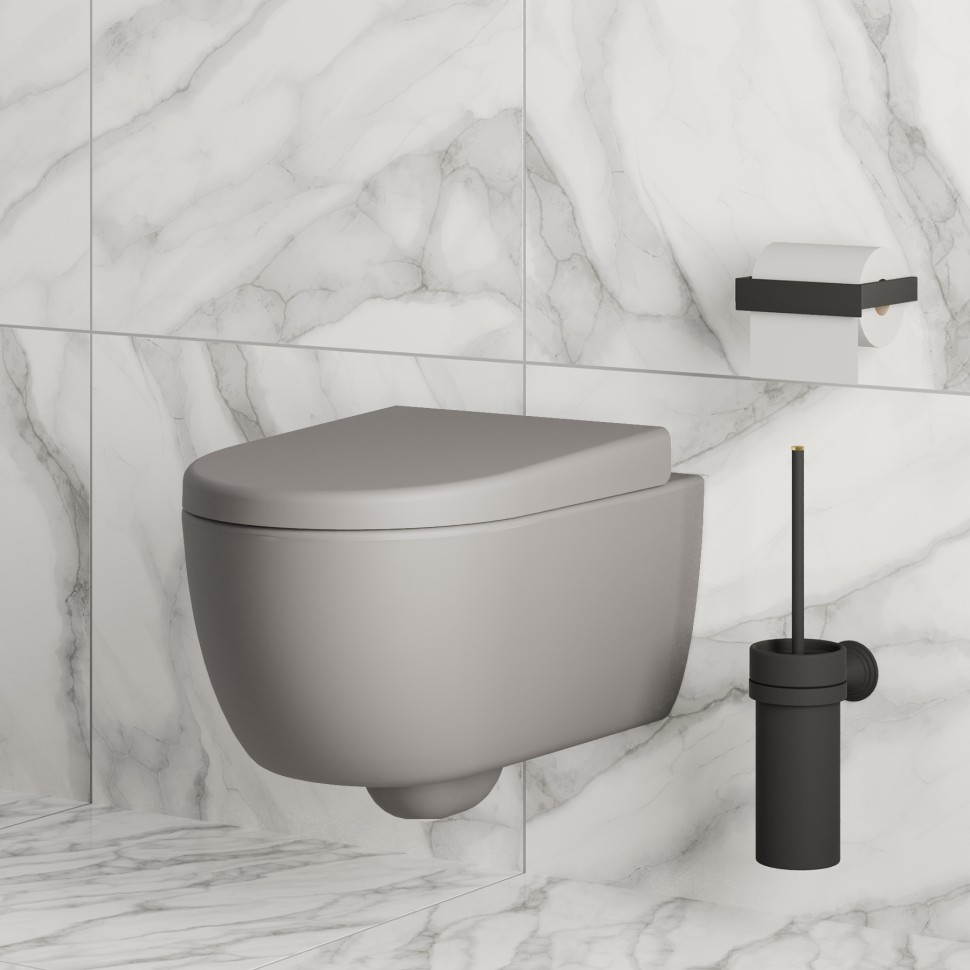 Унитаз Abner 103T20301R (545*360*330) МАТОВЫЙ СЕРЫЙ подвесной БЕЗОБОДКОВЫЙ, 1 место