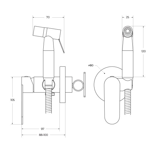 Гигиенический душ со смесителем CEZARES STYLUS-DIF-IN