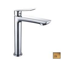Смеситель для раковины Demm SLEEK, однорычажный, с донным клапаном, высокий корпус, шлиф. золото  