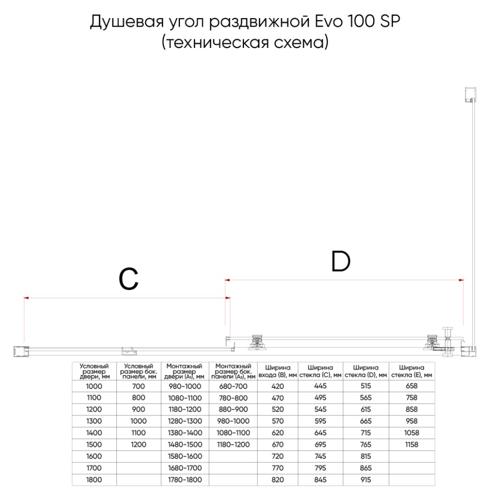 Душевой угол Veconi Evo 100SP GR 1400х700x1950, графит брашинг, тонированное стекло