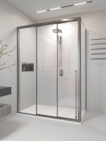 Душевой угол раздвижной Veconi Premium Ptato 300 SP GR-L, 1500х1000x2000, брашированный графит, стекло прозрачное