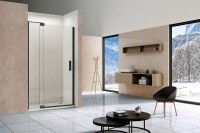 Душевая дверь Extra VDP-1E1112CLB, 1100/1200, черный, стекло прозрачное