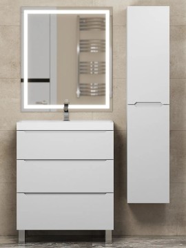Тумба под раковину 60 см, Uperwood Tanos, напольная, белая, 3 ящика