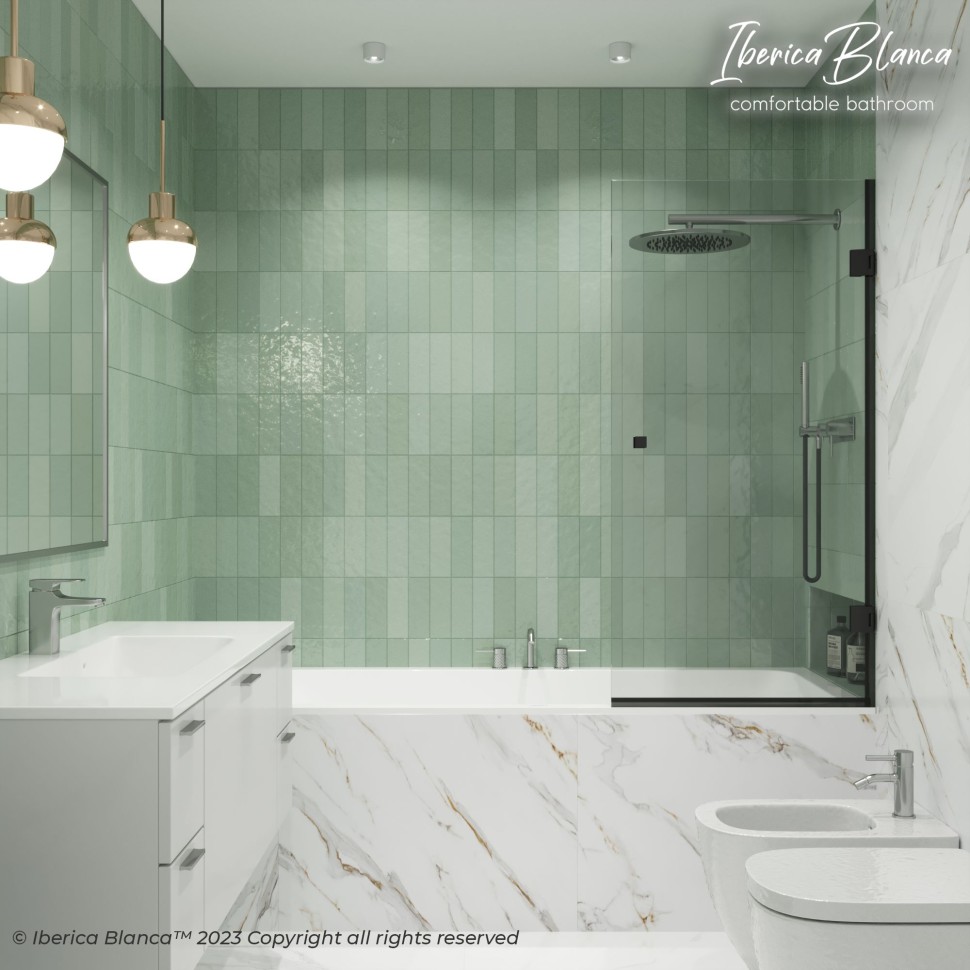 Шторка для ванны IBERICA BLANCA Mod.404 распашная прозрачное стекло/черный 70х140см (IB404.SB.140.70)