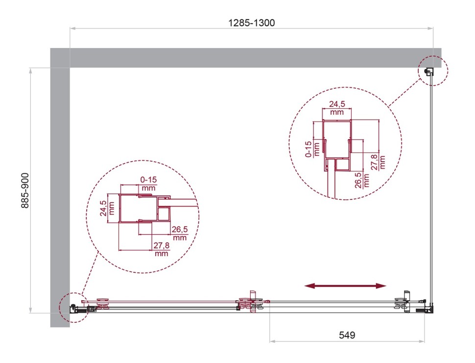 Душевой уголок BelBagno LUCE-AH-1-130/90-C-Cr