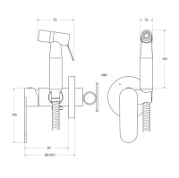 Гигиенический душ со смесителем CEZARES STYLUS-DIF-NOP
