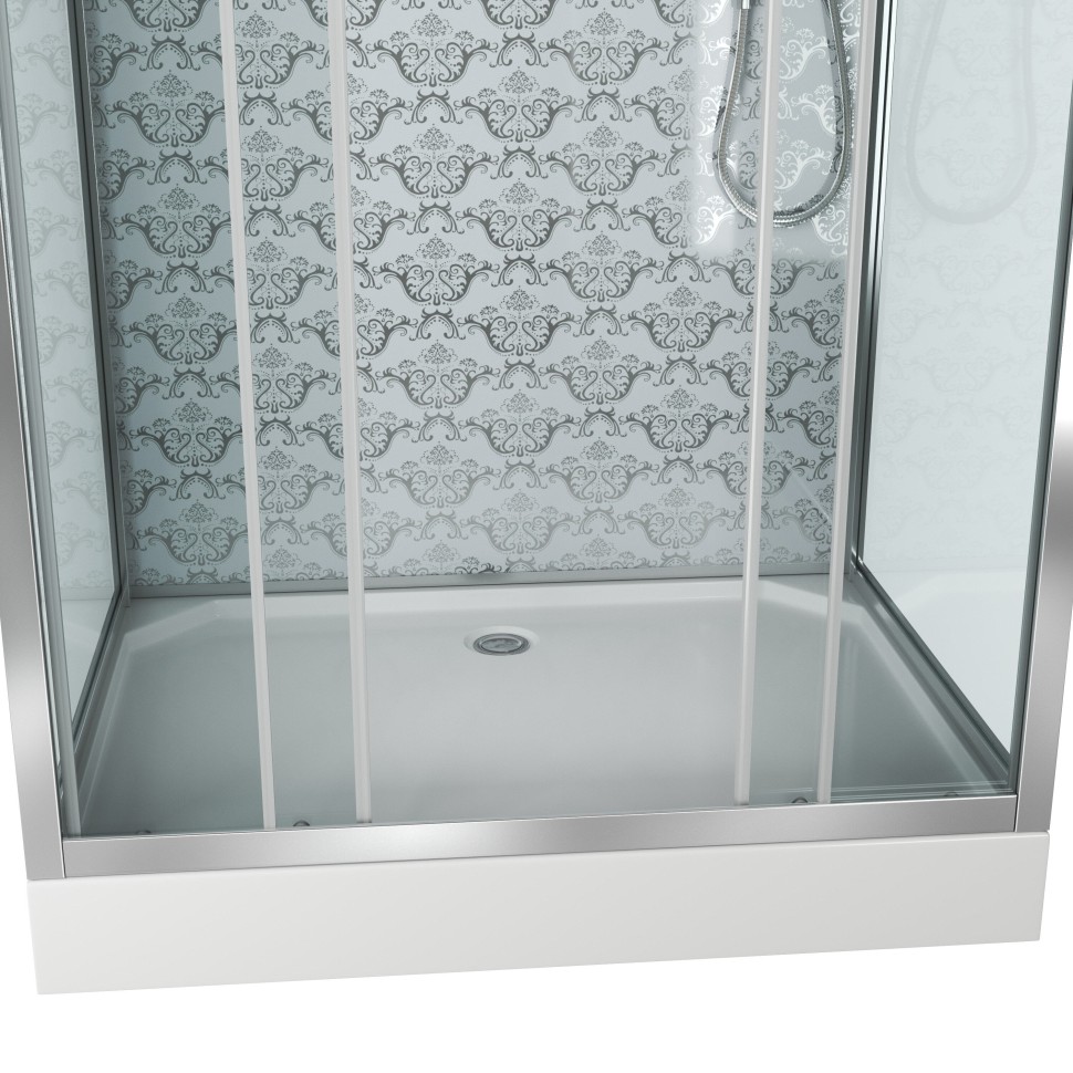 Душевая кабина Niagara Luxe NG-7772QW (120x90х210) низкий поддон(15см),дверь раздвижная,стенки серебро,4 места