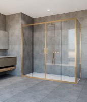 Душевой уголок Garda VSR-1G21017CLG, 1700*1000, брашированное золото, стекло прозрачное