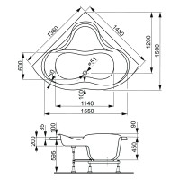 Акриловая ванна VAGNERPLAST IRIS 143x143