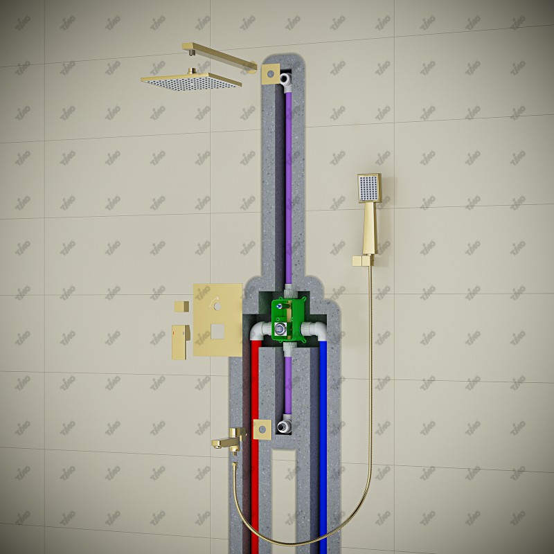 Душевая система встроенная Timo Selene SX-3069/17SM золото матовое