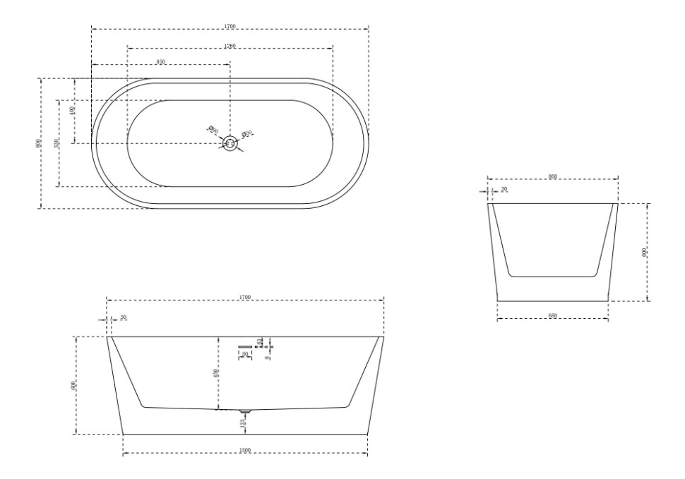 Акриловая ванна ABBER AB9209MW белая матовая