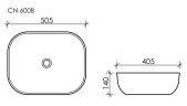 Умывальник чаша накладная прямоугольная Element 505x405x140мм