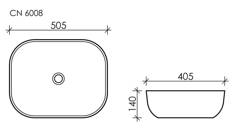 Умывальник чаша накладная прямоугольная Element 505x405x140мм