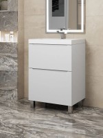 Тумба под раковину 60 см, Uperwood Tanos, напольная, белая, 2 ящика