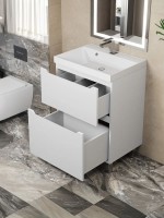 Тумба под раковину 60 см, Uperwood Tanos, напольная, белая, 2 ящика