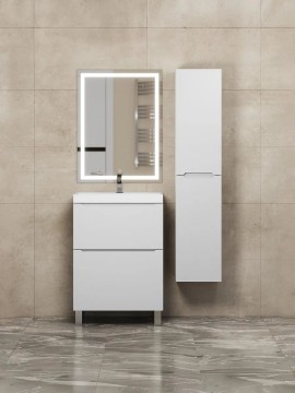 Тумба под раковину 60 см, Uperwood Tanos, напольная, белая, 2 ящика