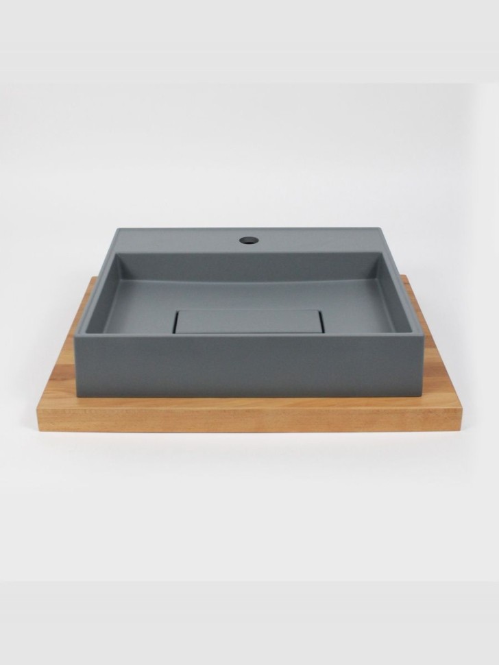 Раковина для ванной накладная 50 см, Uperwood Tanos Quartz, прямоугольная, серая, бетон