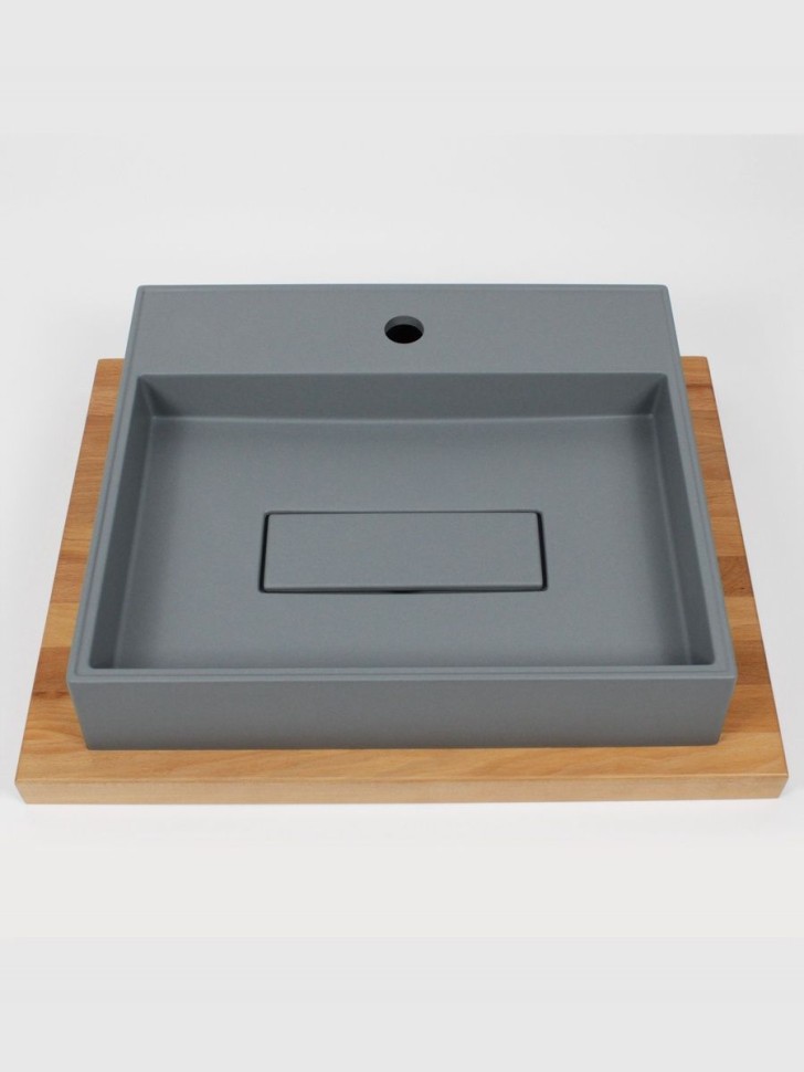 Раковина для ванной накладная 50 см, Uperwood Tanos Quartz, прямоугольная, серая, бетон