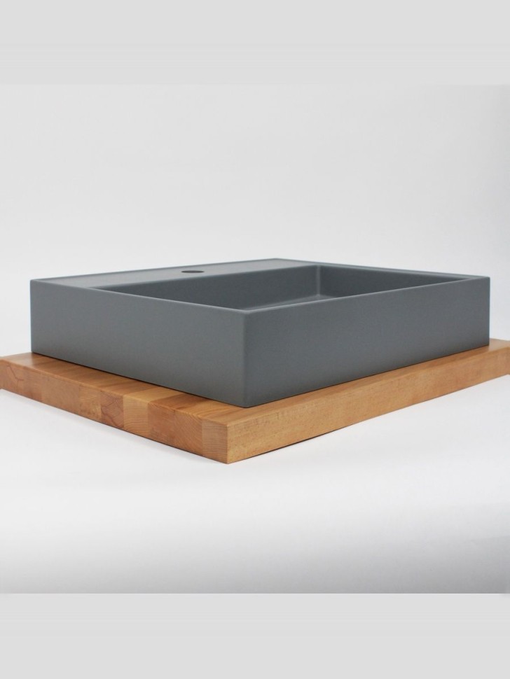 Раковина для ванной накладная 50 см, Uperwood Tanos Quartz, прямоугольная, серая, бетон