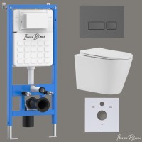 Комплект 3в1 IBERICA BLANCA инсталляция SILENCIO, унитаз BURGOS ALTO белый, кнопка смыва ESTI-R серый матовый (IB001.BRA.231.218)