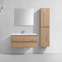 База под раковину Luka 1000 подвесная, 2 выкатных ящика soft-close, N.Oak