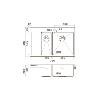 Кухонная мойка Omoikiri Akisame 78-2-R-GM нерж. сталь/вороненая сталь