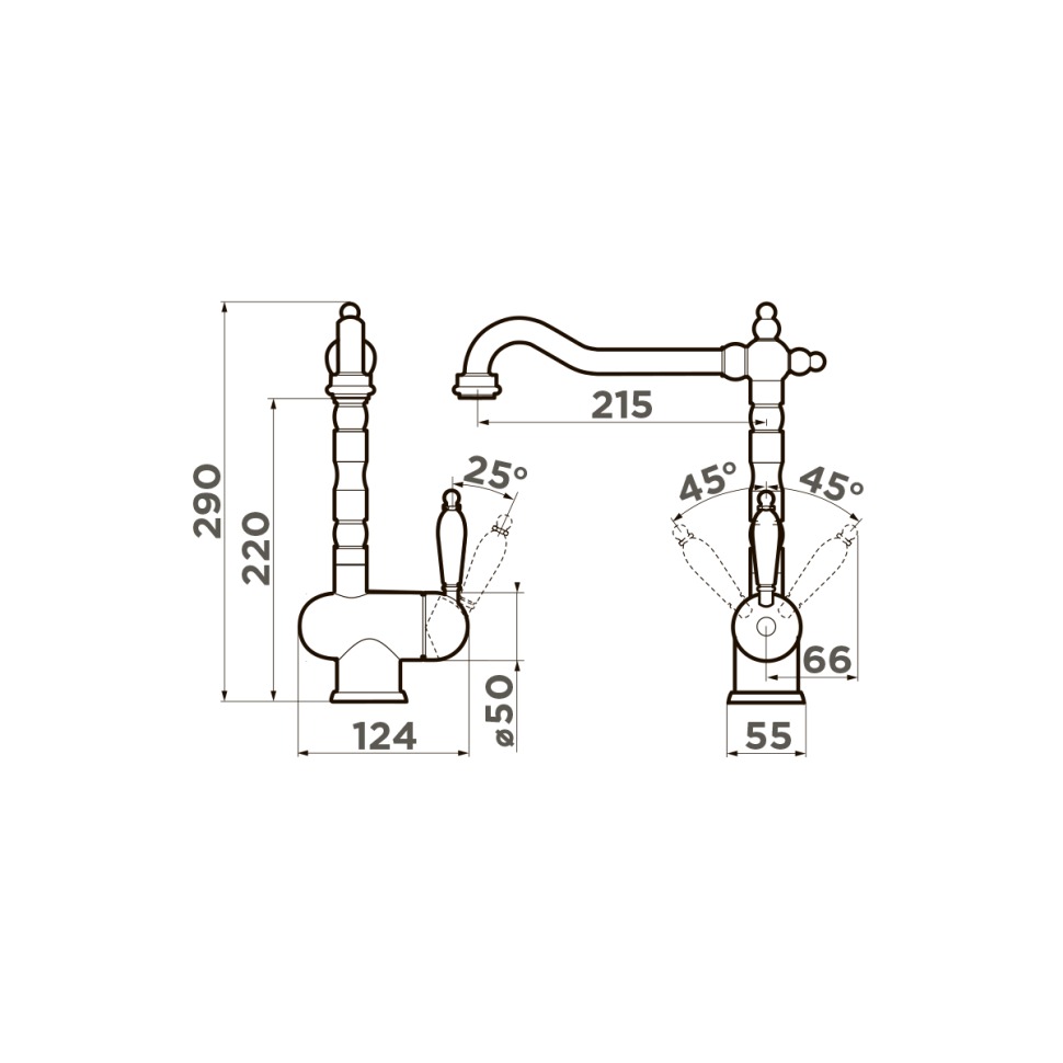 Смеситель для кухни Omoikiri Kyoto-AB-022 латунь/античная латунь