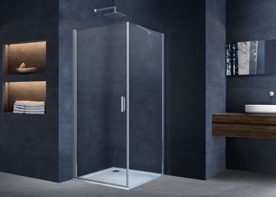 Душевой уголок Alpha VSR-3ALP9090CL, 900*900, хром, стекло прозрачное