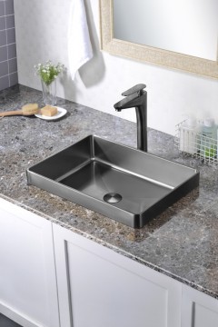 Раковина встраиваемая сверху ABBER Wasser Kreis AF2401GM оружейная сталь