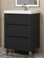 Тумба под раковину 60 см, Uperwood Tanos, напольная, черная, 3 ящика