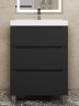 Тумба под раковину 60 см, Uperwood Tanos, напольная, черная, 3 ящика