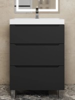 Тумба под раковину 60 см, Uperwood Tanos, напольная, черная, 3 ящика