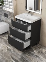 Тумба под раковину 60 см, Uperwood Tanos, напольная, черная, 3 ящика