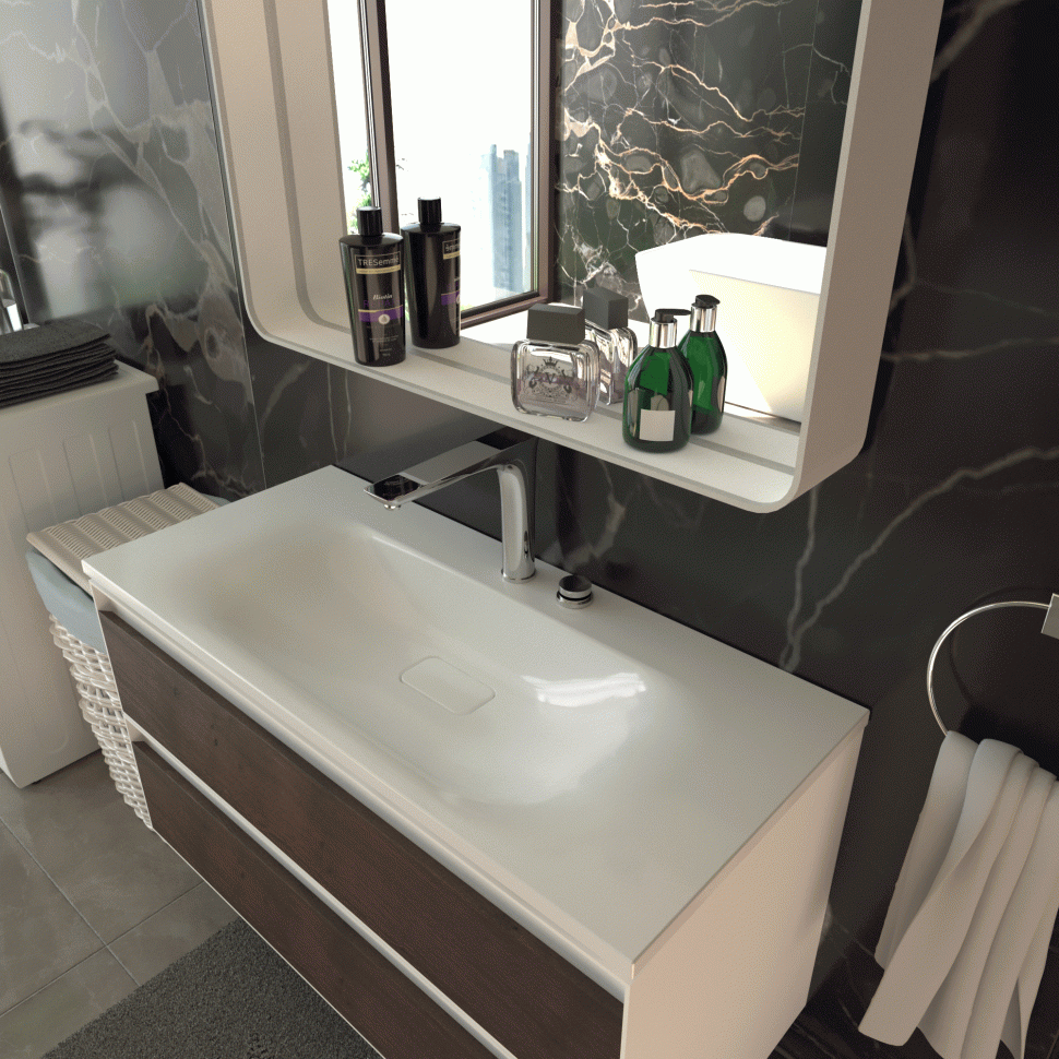 Раковина для ванной Uperwood Sunrise 80 см, белая глянцевая